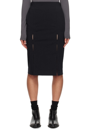 Youth Navy Front-Slit Midi Skirt