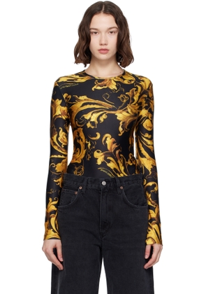 Versace Jeans Couture Black & Gold Lycra Bodysuit