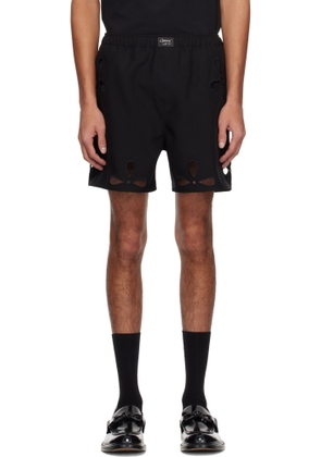Coperni Black Petal Embroidered Cut-Out Shorts