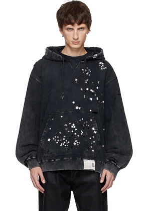 Maison MIHARA YASUHIRO Black Embellished Bleached Hoodie