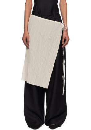 BAMBOU ROGER KWONG Off-White Pleated Cotton Silk Wrap Midi Skirt
