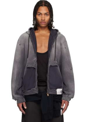 Maison MIHARA YASUHIRO Black Sun Faded Like Zip-Up Hoodie