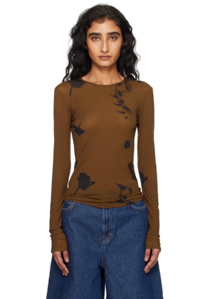 MM by Max Mara Brown Effetto Long Sleeve T-shirt