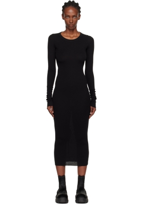 Rick Owens Black Concordians Rib Long Sleeve Midi Dress