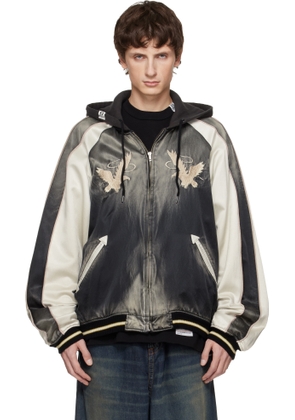 Maison MIHARA YASUHIRO Black Reversible Hoodie Layered Souvenir Jacket