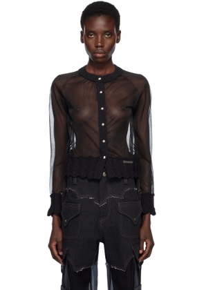 Andersson Bell Black Sheer Knit Cardigan