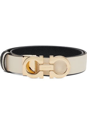 Ferragamo Black & Beige Medium Gancini Reversible Belt