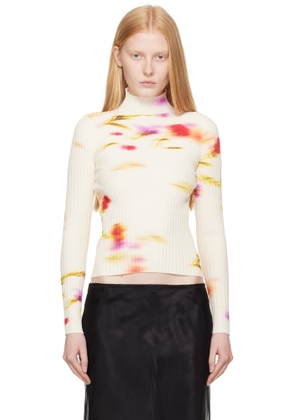 Ferragamo Off-White Blossom Print Turtleneck
