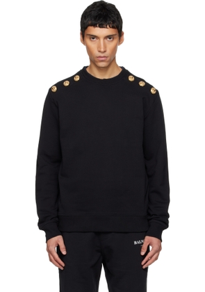 Balmain Black Chain Lion Buttons Sweatshirt