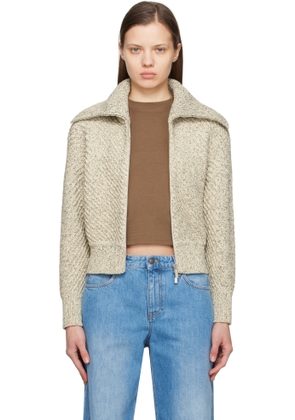 Ferragamo Off-White Mouliné Cotton Diagonal Rib Sweater