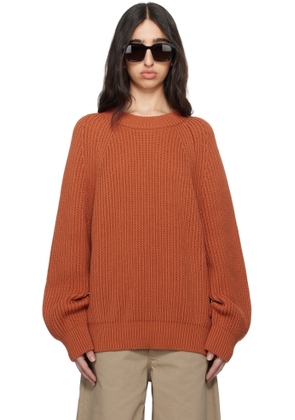Meta Campania Collective Orange Michel Exaggerated Rib Cotton Crew Neck Sweater