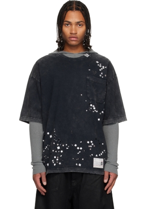 Maison MIHARA YASUHIRO Black Embellished Bleached T-shirt