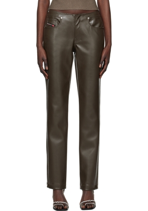 Diesel Green P-Cirsium Faux-Leather Trousers