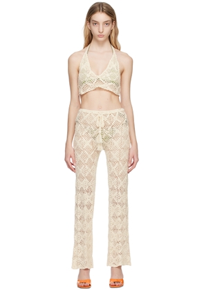 Akoia Off-White Daisy Tank Top & Trouser Set