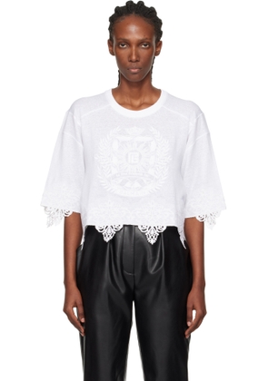 Balmain White Emblem Baseball T-shirt