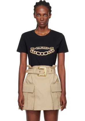 Balmain Black Short-Sleeved Chain Print T-shirt