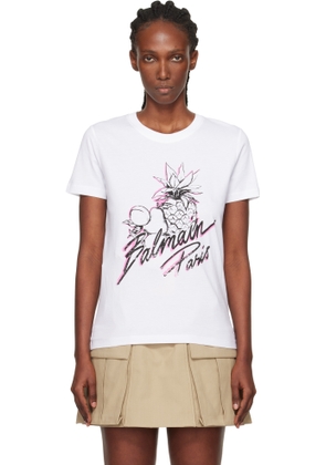Balmain White Fruits Print T-shirt