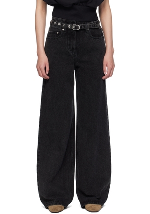 3.1 Phillip Lim Black Wide Leg Belted Jeans