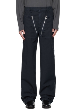 Dries Van Noten Navy Zip Trousers
