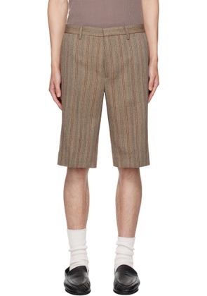Dries Van Noten Beige Striped Shorts
