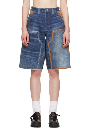 Andersson Bell Blue Trompe L'oeil Double-Knee Denim Shorts