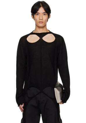 Rick Owens Black Concordians Slashed Pull Sweater