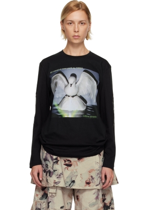 Collina Strada Black '52 Canal' L/S Rhinestone Graphic T-shirt