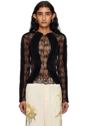 Collina Strada Black Wavy Dandelion Top