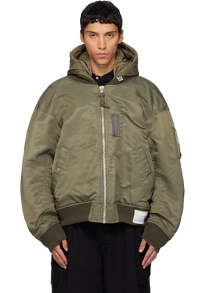 Maison MIHARA YASUHIRO Green Extended Placket Hood Flight Jacket