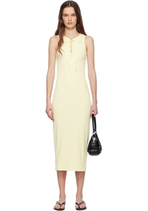 Givenchy Off-White Lace Up Rib Tank Midi Dress