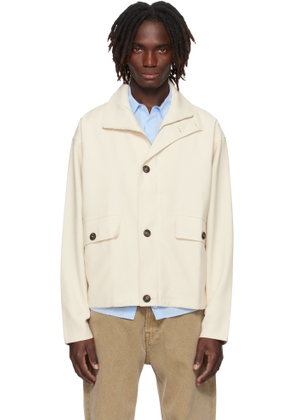 COMMAS Off-White Textured Linen Rayon Jacket