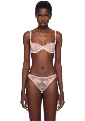 Fleur du Mal Pink Bouquet Lace Scooped Balconette Bra