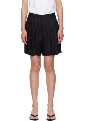 Staud Black Cruz Linen Shorts