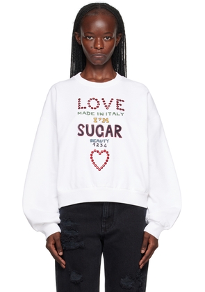 Dolce&Gabbana White Crystal-Cut Sweatshirt