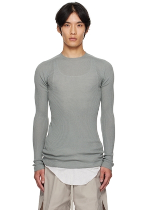 Rick Owens Blue Concordians Ribbed Round Neck Sweater