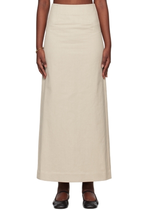 Ruohan Beige Pencil Denim Maxi Skirt
