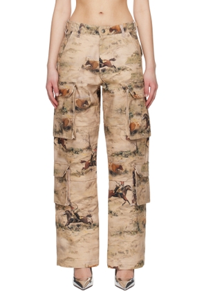 Andersson Bell Beige Cowboy Printed Cargo Pants