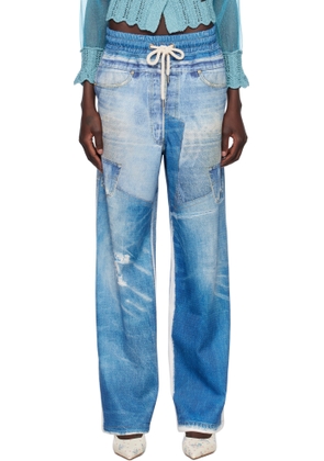 Andersson Bell Blue Denim Trompe L'Oeil Mesh Trousers