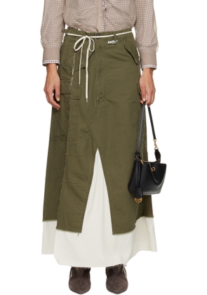 Maison MIHARA YASUHIRO Khaki Cargo Pants Pasted Midi Skirt