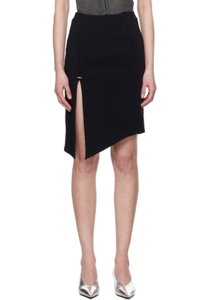 Mugler Black Asymmetrical Pierced Midi Skirt
