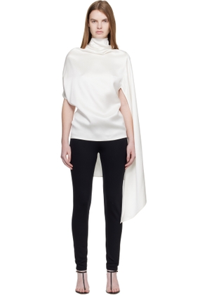 Magda Butrym White Silk Asymmetric Scarf Blouse
