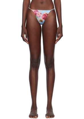 Fleur du Mal Blue Luxe V-String Thong