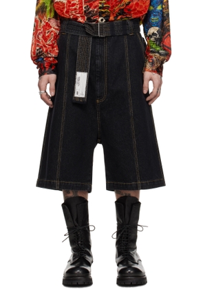 LU'U DAN Black Utility Denim Shorts
