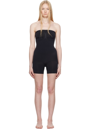 SKIMS Black Seamless Sculpt Strapless Shortie Bodysuit