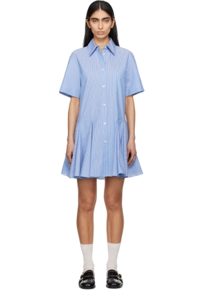 Marni Blue Cotton Poplin Striped Shirt Minidress