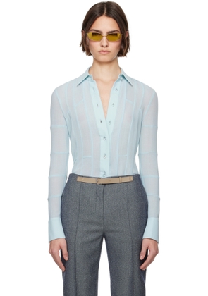 Tory Burch Blue Wool Button Down Shirt