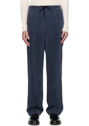 Dries Van Noten Navy Drawstring Trousers