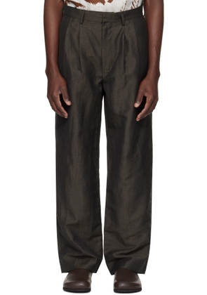 COMMAS Brown Wool Linen Tailored Trousers