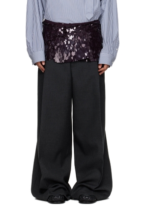 Dries Van Noten Burgundy Sequined Belt