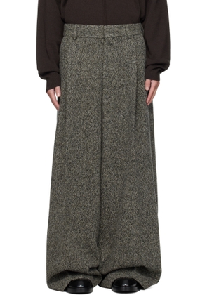Dries Van Noten Gray & Brown Tailored Wool Trousers